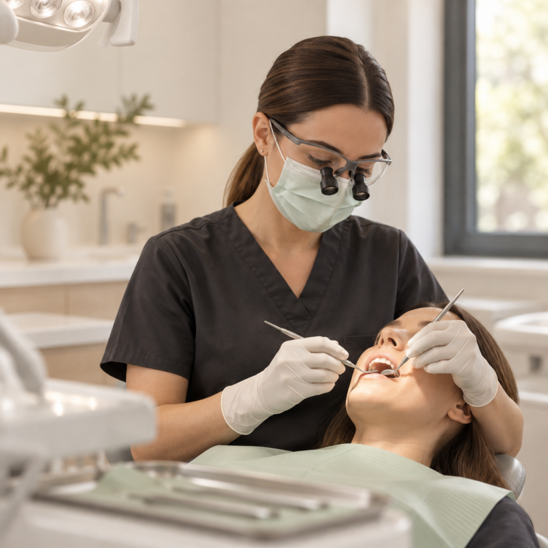 Treatment in progress in a modern surgery